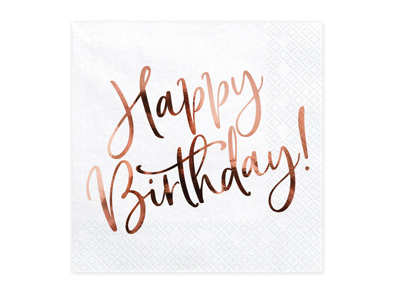 Servietter happy birthday hvid 33x33cm 20 stk