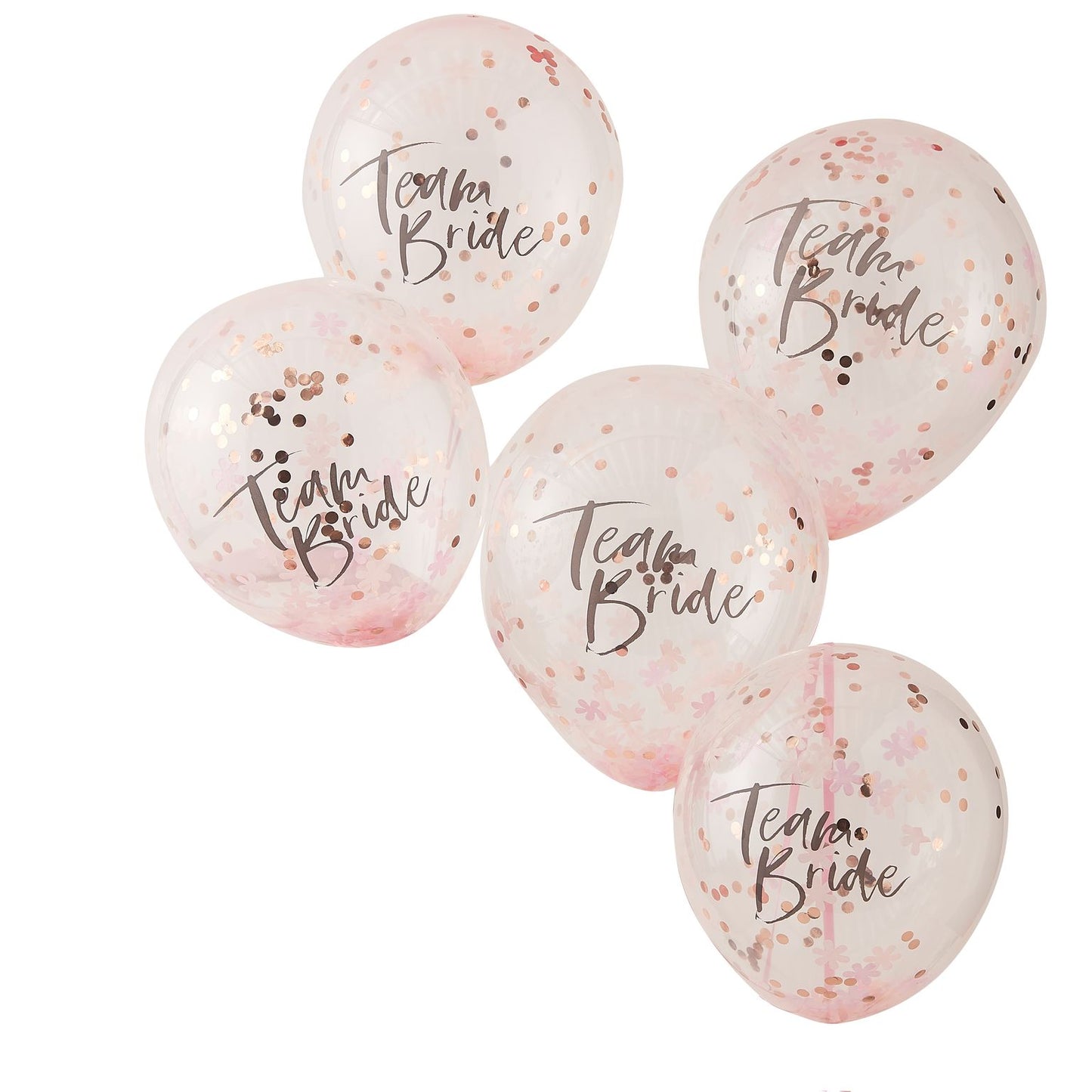 Team bride konfetti balloner rosaguld 5 stk