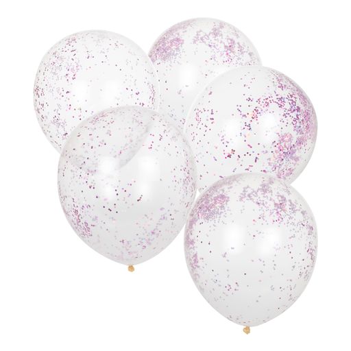 Konfetti ballon med glitter 30,5 cm 5 stk