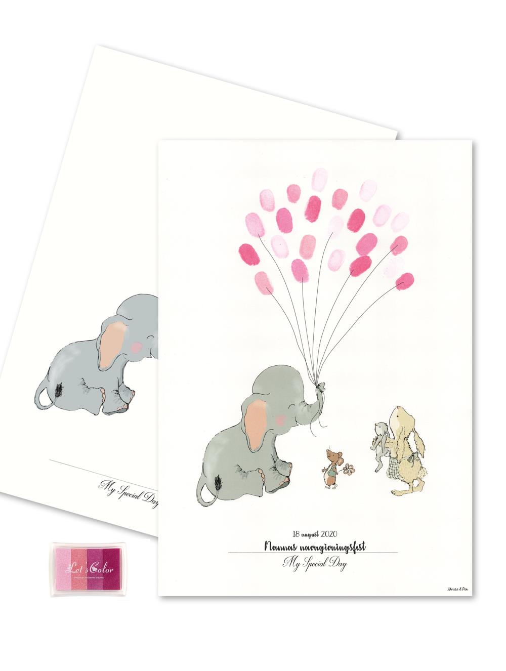 Fingerprint - Elefant med lyserøde fingeraftryk