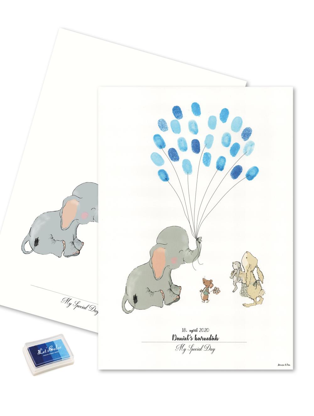Fingerprint - Elefant med blå fingeraftryk