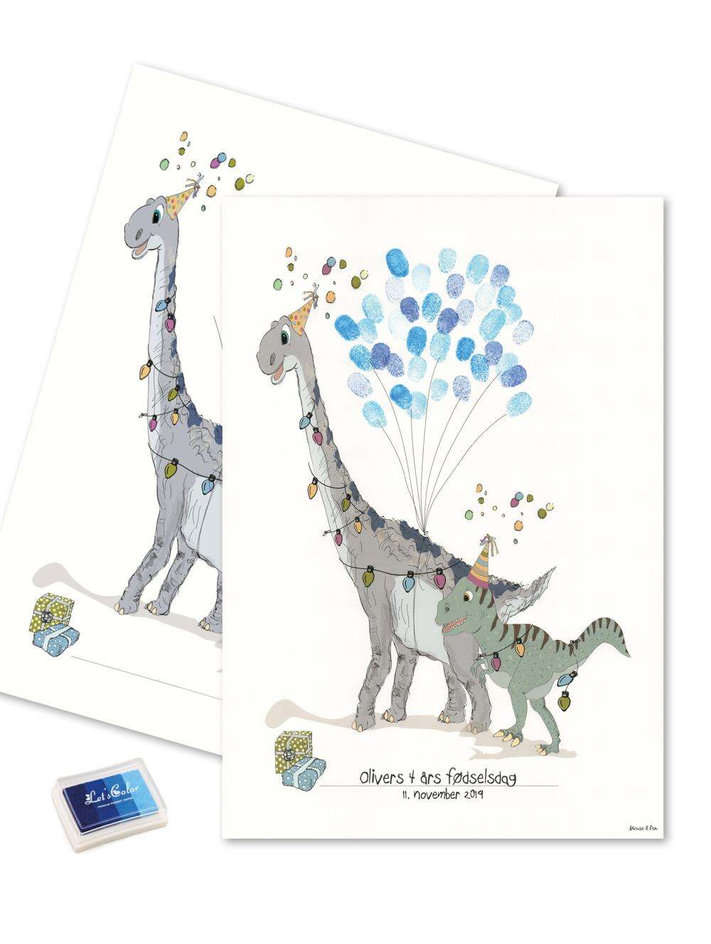 Fingerprint - Dino med blå fingeraftryk
