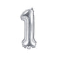 Nummer 0-9 folie ballon 35 cm sølv