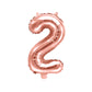Nummer 0-9 folie ballon 35 cm rosa guld