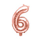 Nummer 0-9 folie ballon 35 cm rosa guld