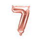 Nummer 0-9 folie ballon 35 cm rosa guld