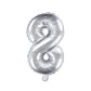 Nummer 0-9 folie ballon 35 cm sølv