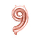 Nummer 0-9 folie ballon 35 cm rosa guld