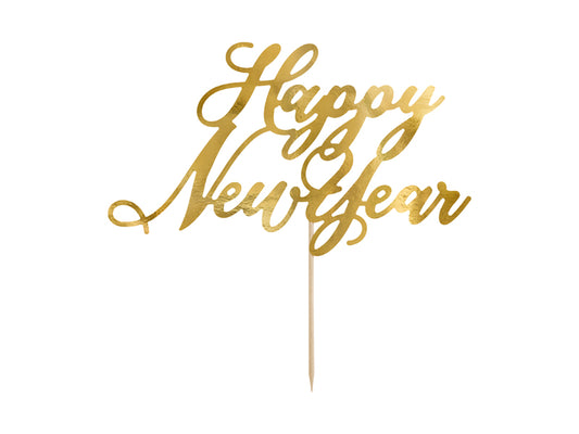 Kagetopper happy new year guld 24 cm