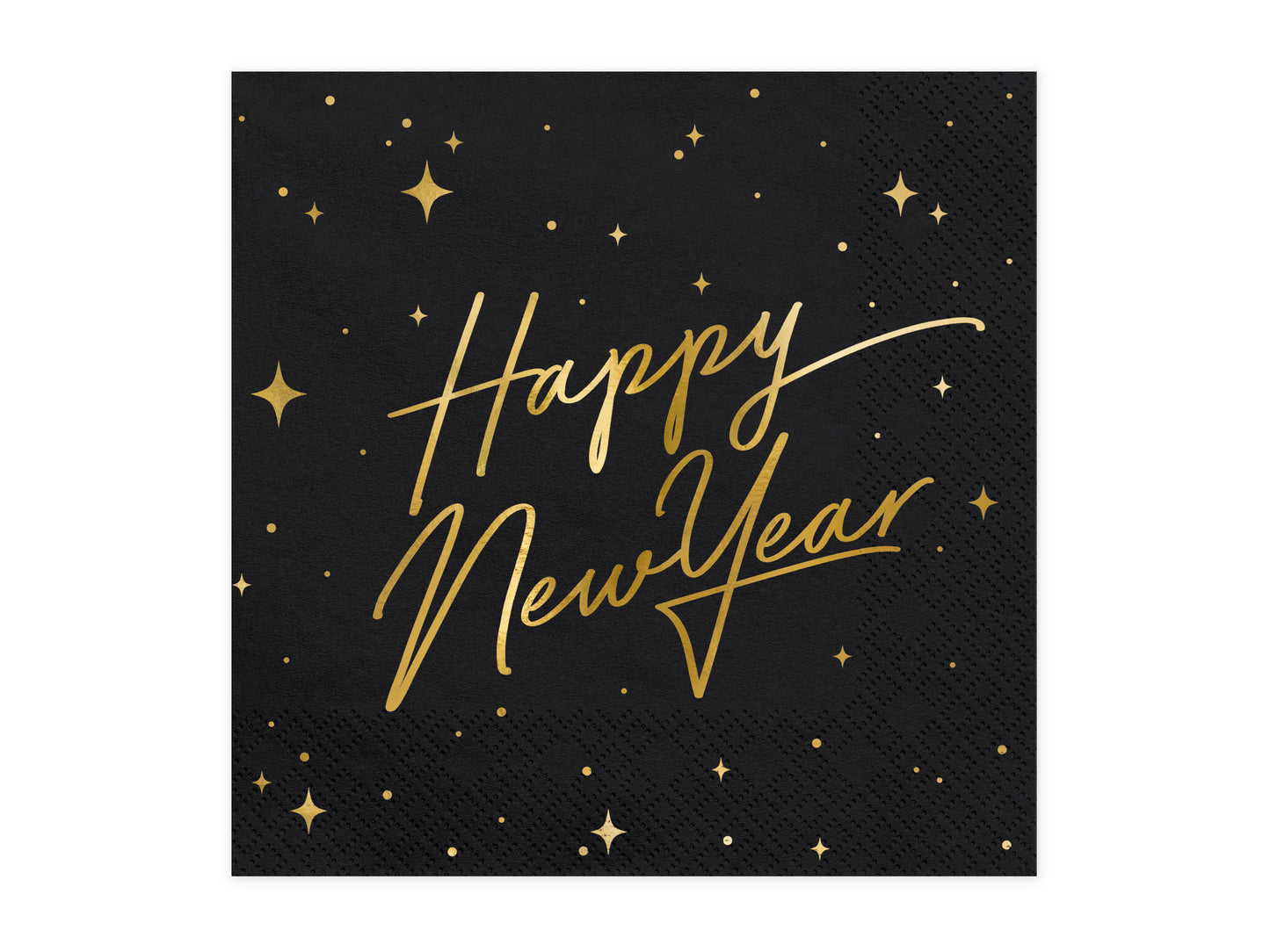 Servietter happy new year sort 33x33cm 20 stk