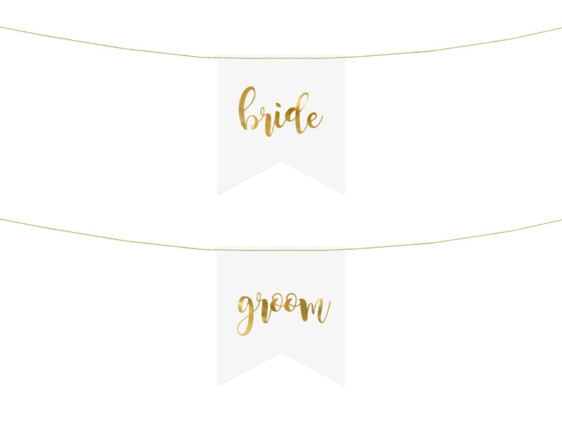 Stoleskilt bride groom guld 2 stk
