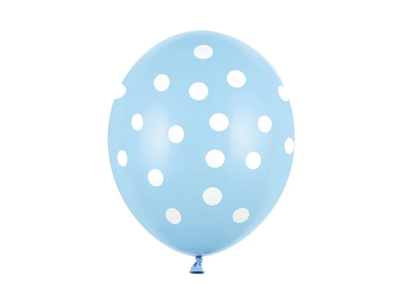 Balloner pastel lyseblå med prikker 30 cm
