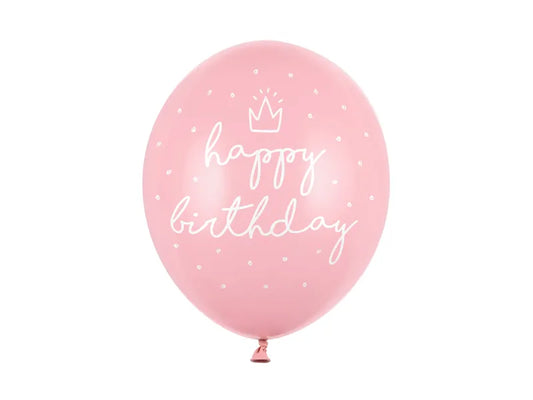 Lyserød happy birthday balloner 30 cm