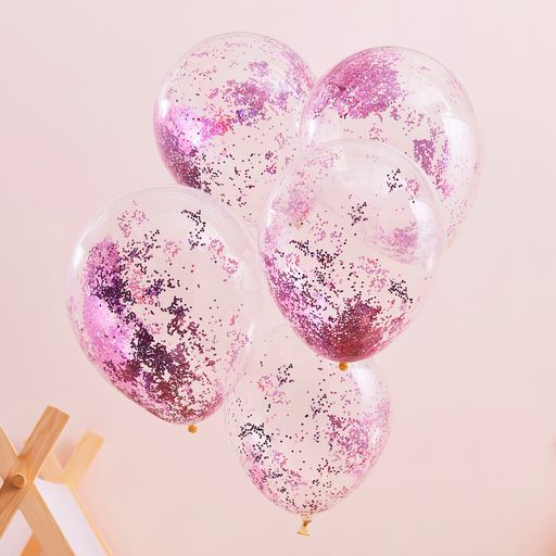 Konfetti ballon med glitter 30,5 cm 5 stk
